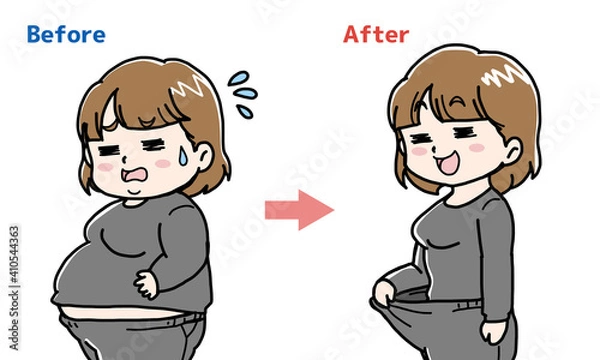 Obraz ダイエットのビフォー、アフターのイラスト