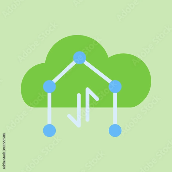 Fototapeta Flat design cloud tech. Vector Illustration for mobile app, website.