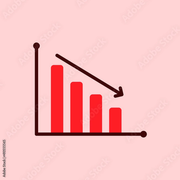 Fototapeta Flat design chart down. Vector Illustration for mobile app, website.