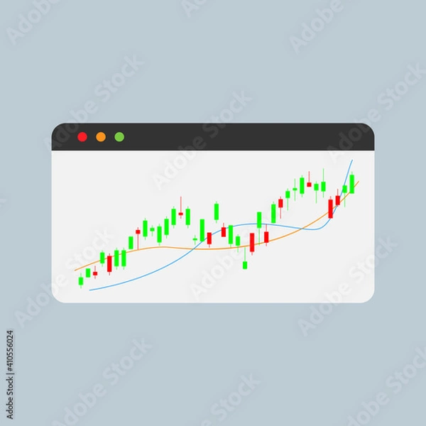 Fototapeta Flat design candlestik chart graph up trend. Vector Illustration for mobile app, website.