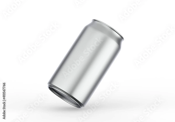 Fototapeta Metallic can mockup for beer, alcohol, juice, energy drink and soda, aluminium metal can mock up on isolated white background, 3d illustration