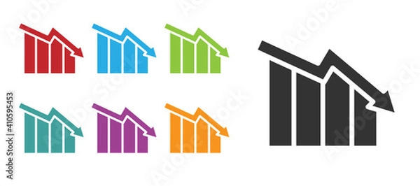 Fototapeta Black Financial growth decrease icon isolated on white background. Increasing revenue. Set icons colorful. Vector.
