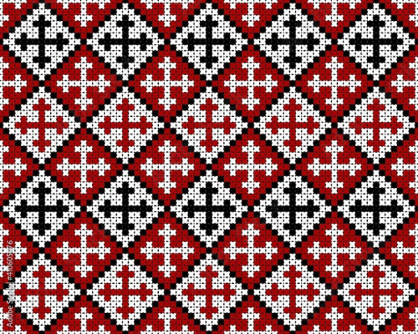 Fototapeta Traditional Georgian Pattern cross-stitch embroidery with crosses