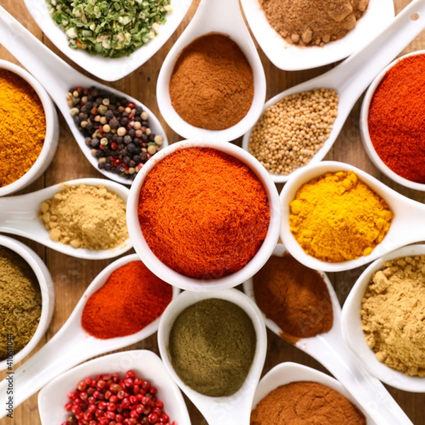 Obraz various spices background- top view