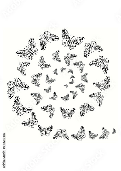 Fototapeta  Seamless pattern with butterflies.  Vector pattern. Hand drawn. Pattern for card, invitation, wrapping paper, textile fabric 