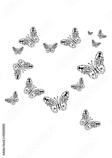 Fototapeta  Seamless pattern with butterflies.  Vector pattern. Hand drawn. Pattern for card, invitation, wrapping paper, textile fabric 