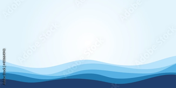 Fototapeta Blue water wave line deep sea pattern background banner vector illustration.