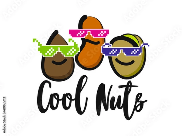 Fototapeta Isolated cartoon nuts illustration. Character and logo
