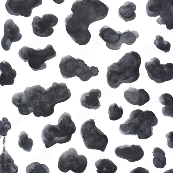 Fototapeta Black spot of a cow, bull's hide on a white background