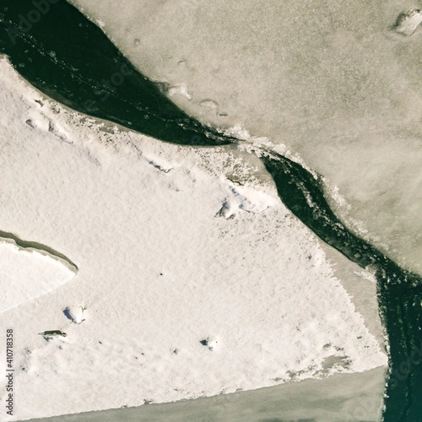 Obraz Beautiful abstract ice patterns in frozen stream