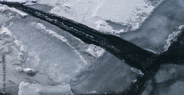 Obraz Beautiful abstract ice patterns in frozen stream