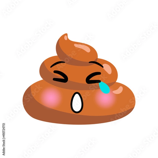 Obraz Shit or turd emoji vector icon with yawning face feeling boring and tired, isolated illustration in flat cartoon and kawaii style
