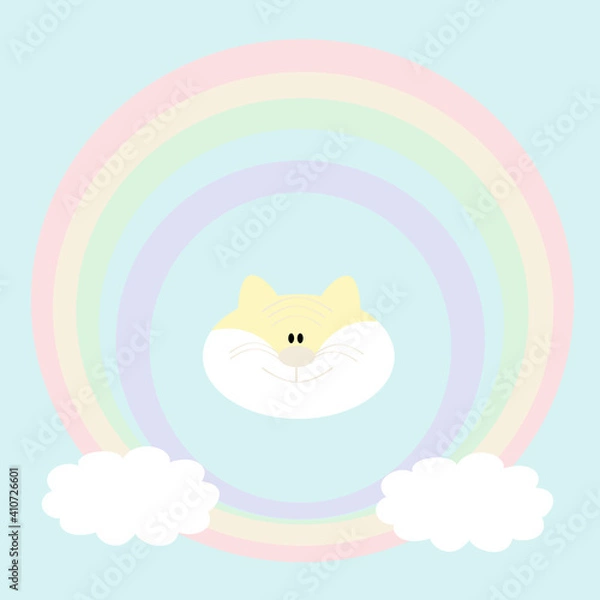 Fototapeta regenbogen cuddles Tom tiger pastel blau kinderzimmer tapete buch hintergrund süß und fröhlich