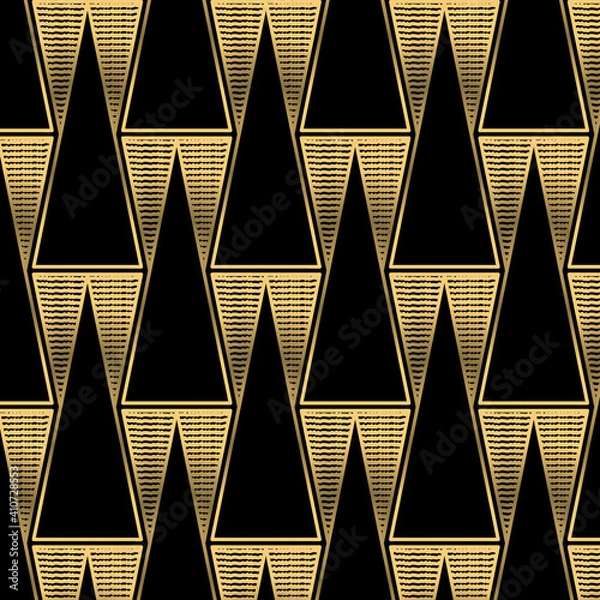 Fototapeta black art deco pattern with geometric pattern with triangles