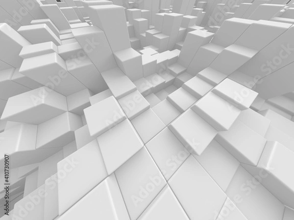 Fototapeta White cubes structure. Abstract futuristic background.