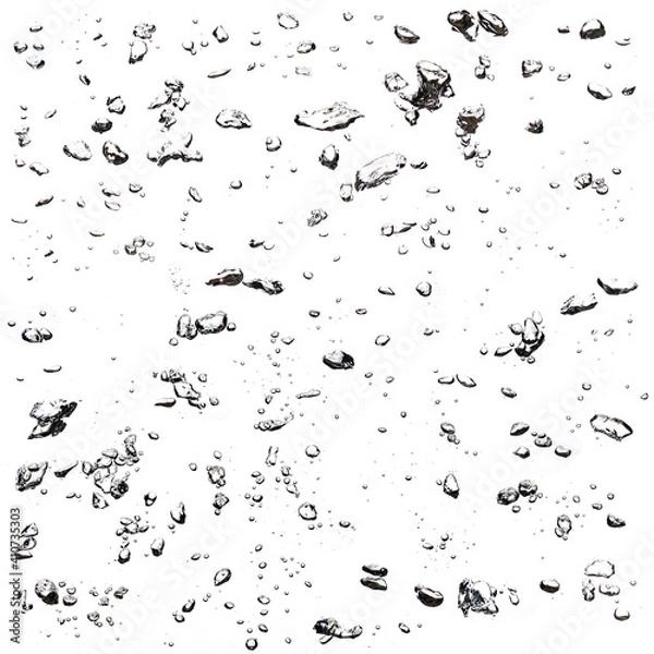 Obraz Samples of water bubbles over white background.
