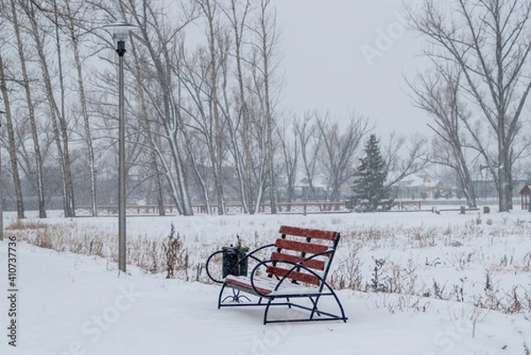 Obraz bench in the snow