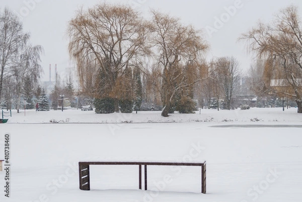 Obraz bench in winter park