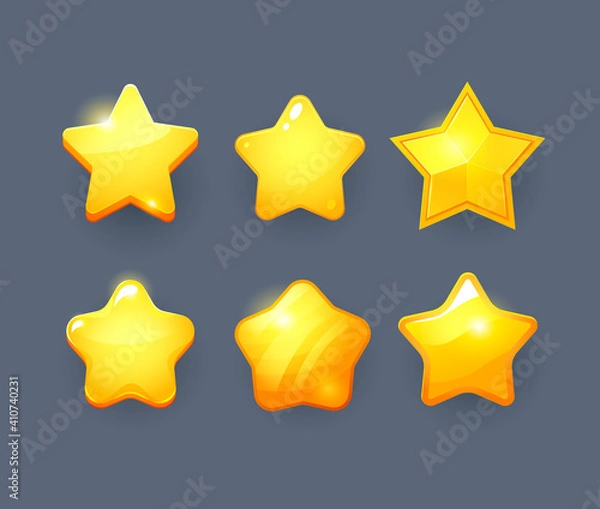Obraz Vector star icons set. Collection icon design for game, ui, banner, design for app, interface, game development. Cartoon isolated vector star