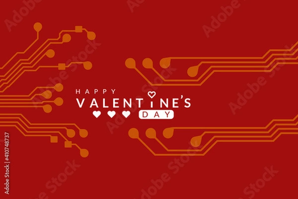 Fototapeta valentine's day background with printed circuit board design.