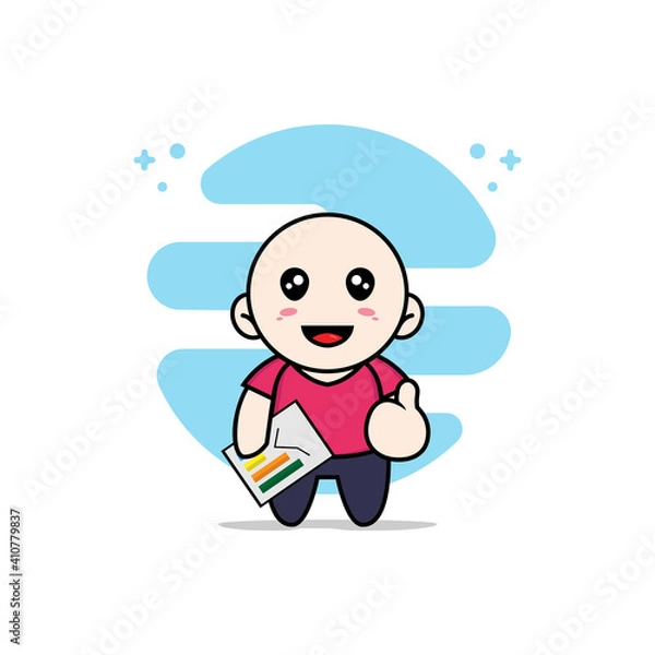 Fototapeta Cute kids character holding a presentation results.