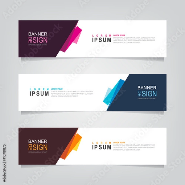 Obraz Vector abstract web banner design template. Collection of web banner template. Abstract geometric web design banner template isolated on grey background. Header - landing page Web Design Elements