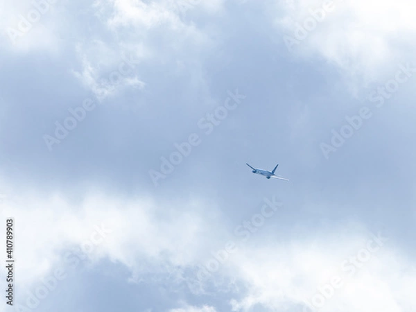 Obraz 曇り空を上昇する飛行機