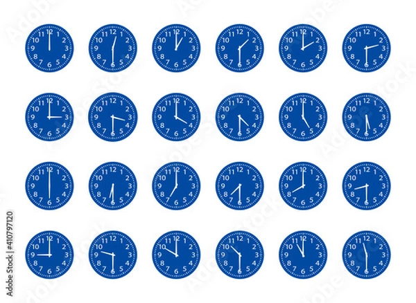 Obraz 時計　30分単位　青