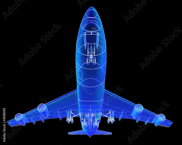 Obraz Super high resolution Boeing 747 blueprint rendering.