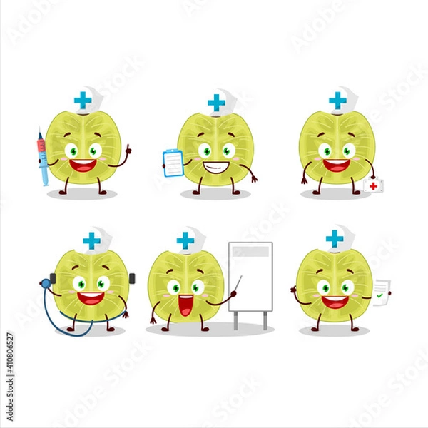 Obraz Doctor profession emoticon with slice of amla cartoon character