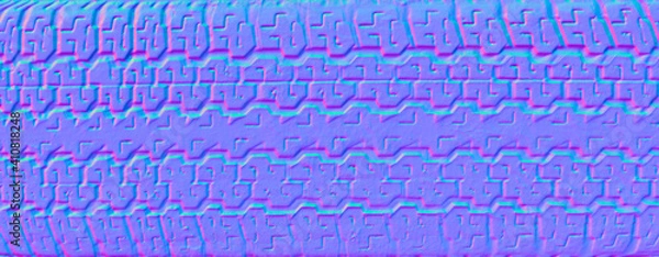 Fototapeta Car tire pattern Normal map for 3D Materials
