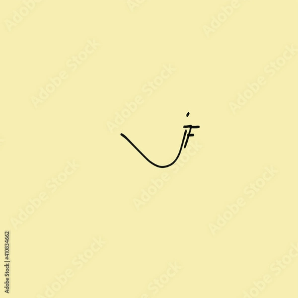 Obraz JF initial handwritten calligraphy, for monogram and logo