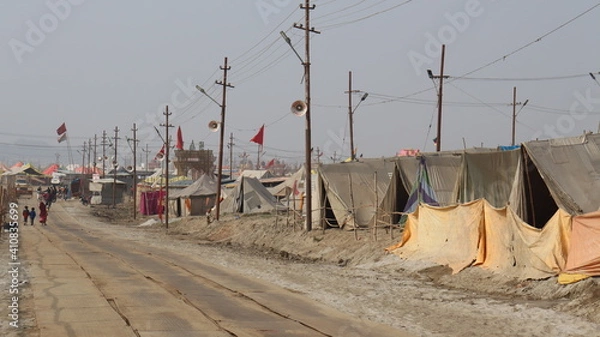 Obraz Prayagraj, Uttar Pradesh India- January 30 2021: A refugee camp set up by the international organizations to help communities like Rohingya.
