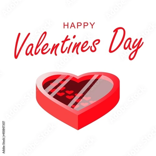 Fototapeta Vector illustration. Box in the form of a heart with chocolate for a loved one.