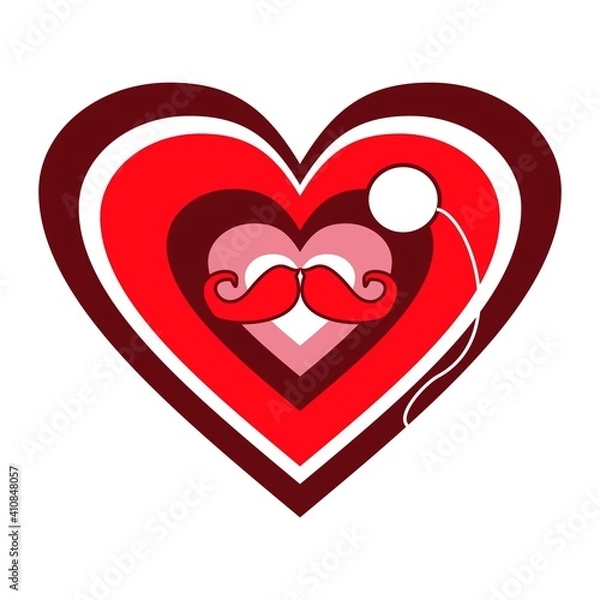 Fototapeta A cheerful iridescent heart with a monocle and a mustache.