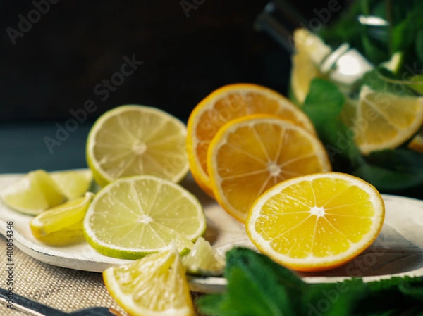 Fototapeta lemon and mint