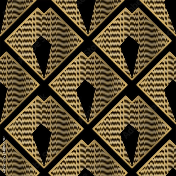 Fototapeta black art deco pattern with geometric pattern