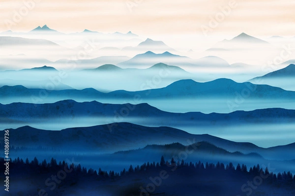 Obraz Blue nature layers and lines