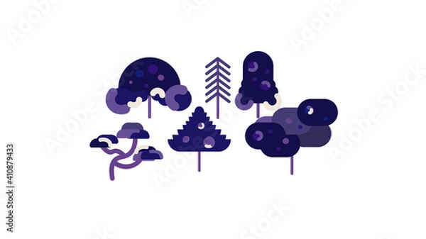 Obraz Night Trees Illustration Design