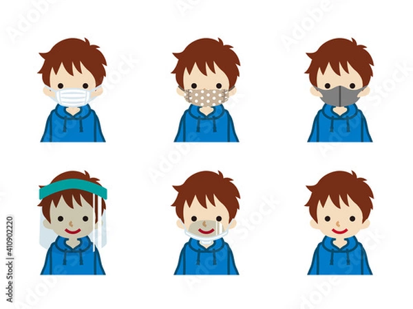 Fototapeta マスク種類セット - 男児　正面