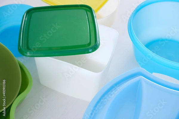 Fototapeta Reusable plastic container in the larder