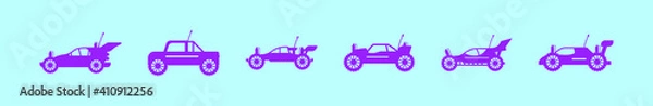 Fototapeta set of car toys cartoon icon design template with various models. vector illustration isolated on blue background