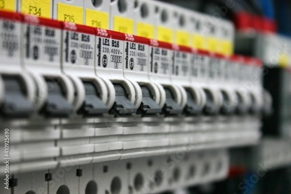 Obraz electrical engineering cable clamps technic