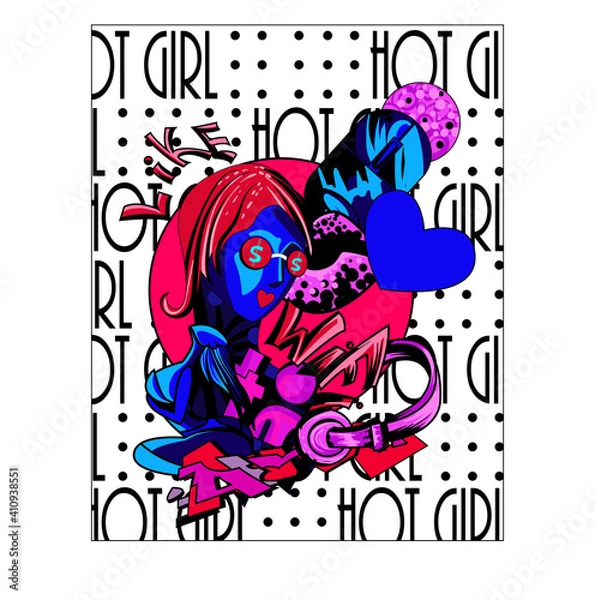 Fototapeta urban graffiti from modern trends. the concept of modern youth and reality. bright unusual characters and attributes of life. For prints, corporate identity, covers, magazines, stickers