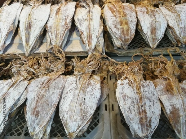 Obraz Close up of dried seafood in the market in Vietnam, Saigon