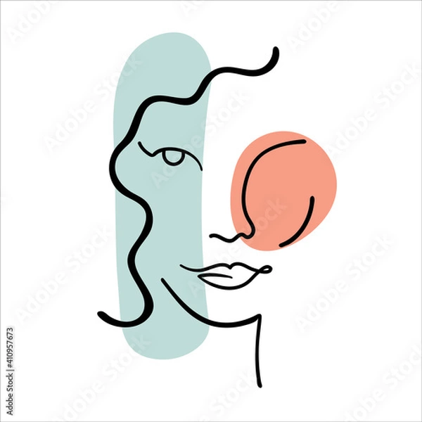 Obraz Abstract line art face painting contemporary portrait