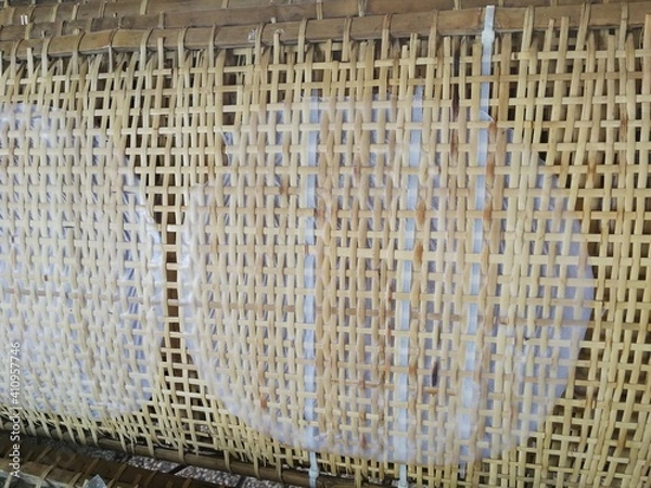 Obraz Close up of production process of rice paper