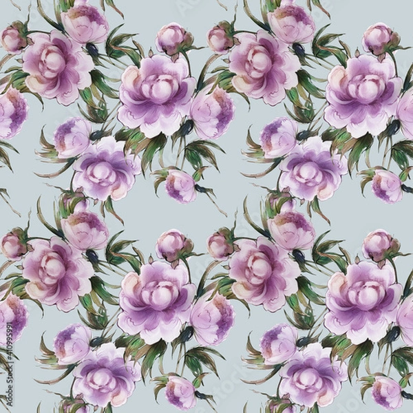 Fototapeta  Seamless pattern red peonies