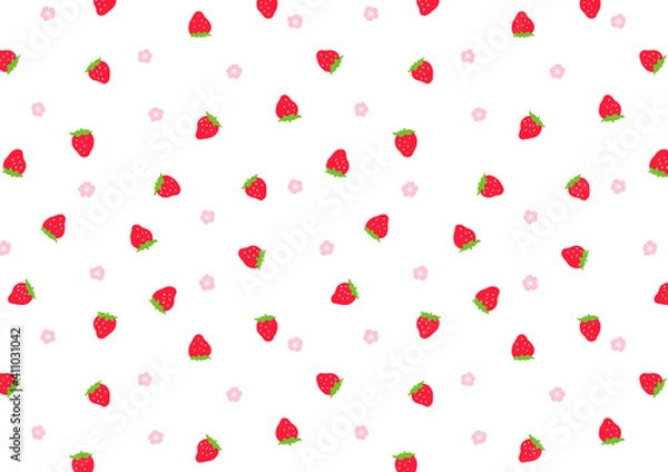 Fototapeta 2wayいちご柄-白