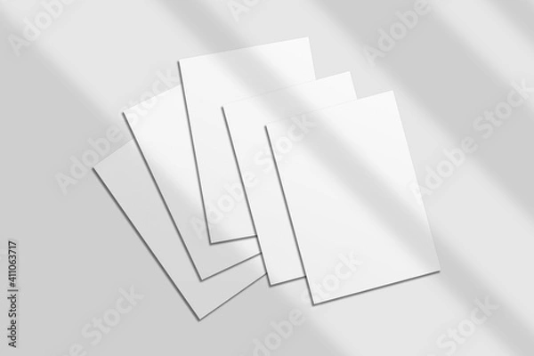 Fototapeta Realistic blank A4 flyer brochure for mockup. Paper or poster illustration. 3D Render.